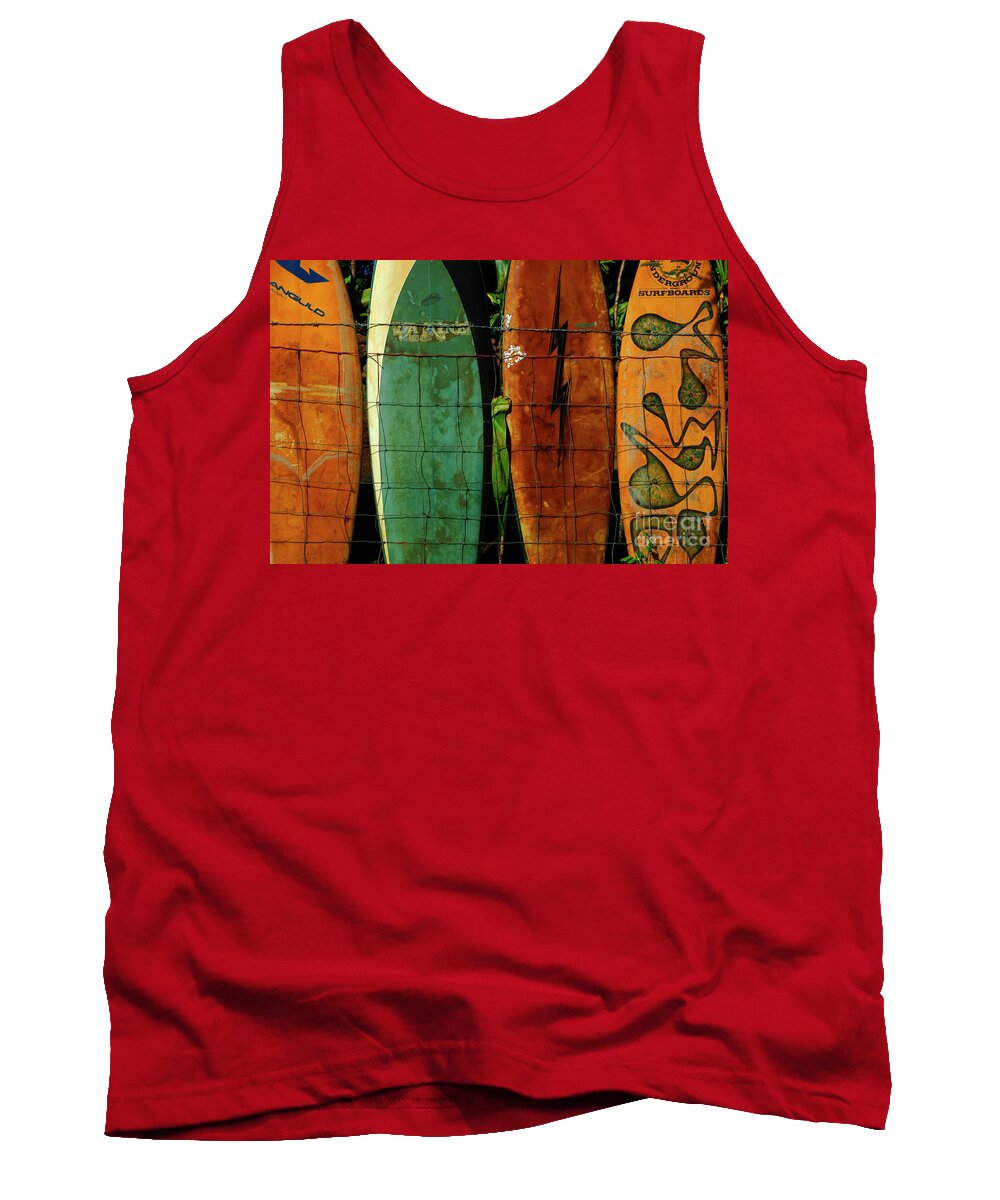 Hawaii Tank Top featuring the photograph Surfboard Fence 1 by Bob Christopher