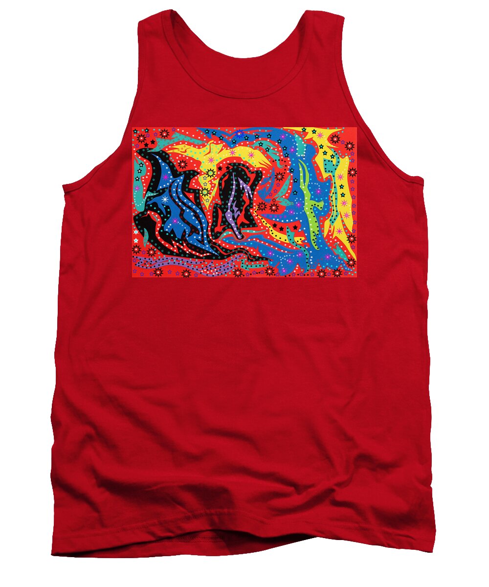 Abstract Art Tank Top featuring the mixed media The Stars At Night by Robert Margetts