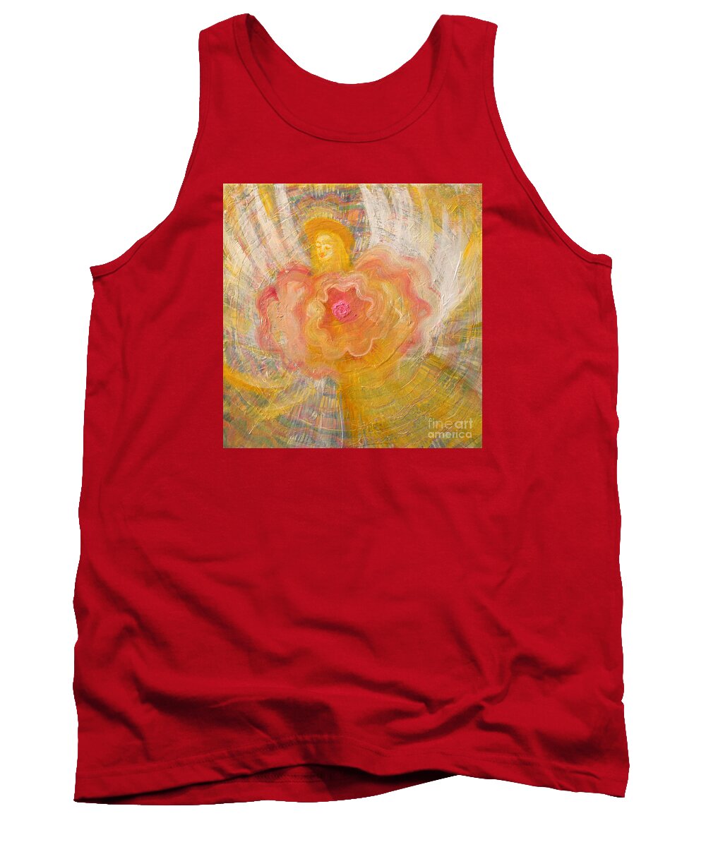 Angel Tank Top featuring the painting Flower Angel by Anne Cameron Cutri