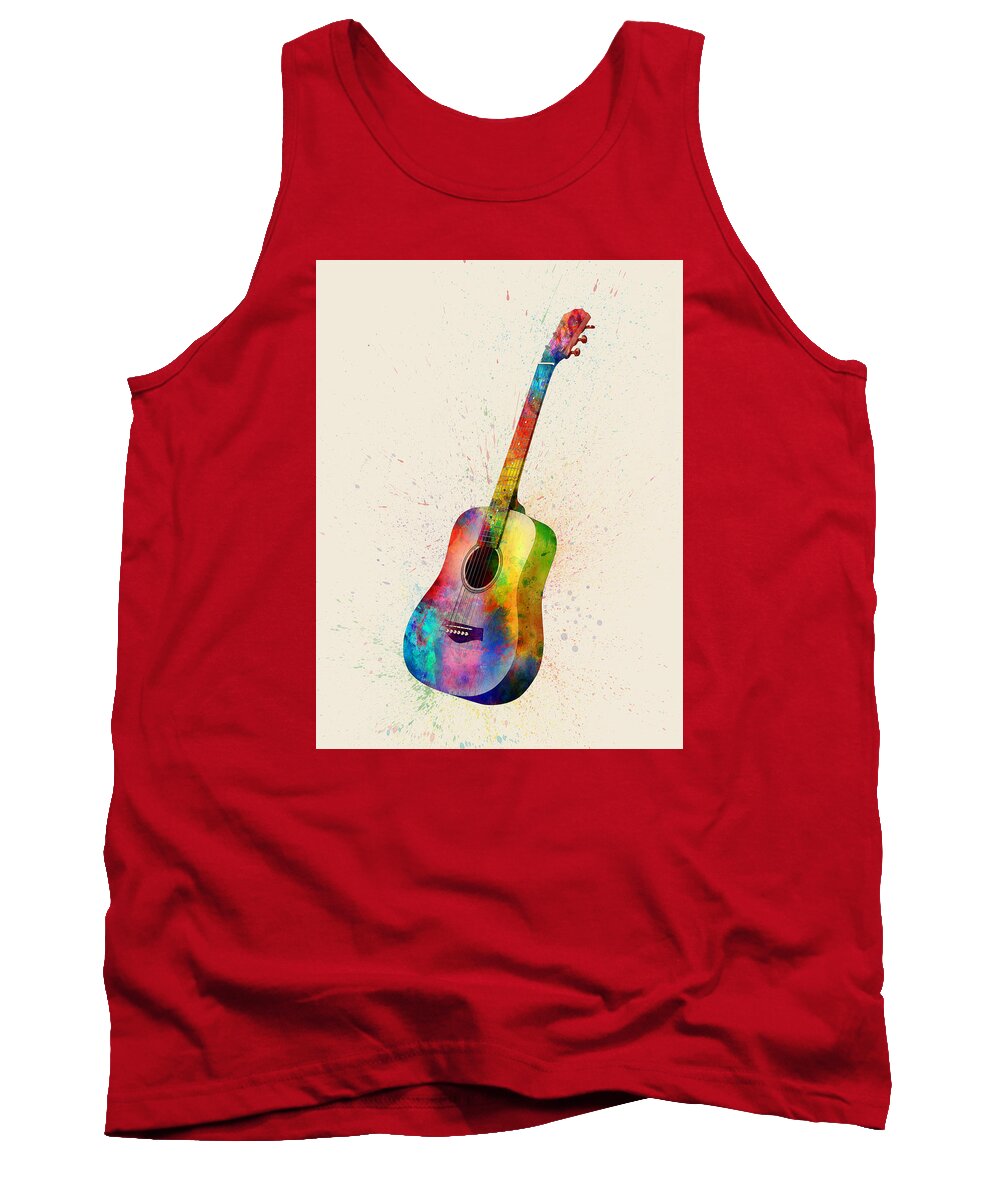 Acoustic Guitar Tank Top featuring the digital art Acoustic Guitar Abstract Watercolor #1 by Michael Tompsett