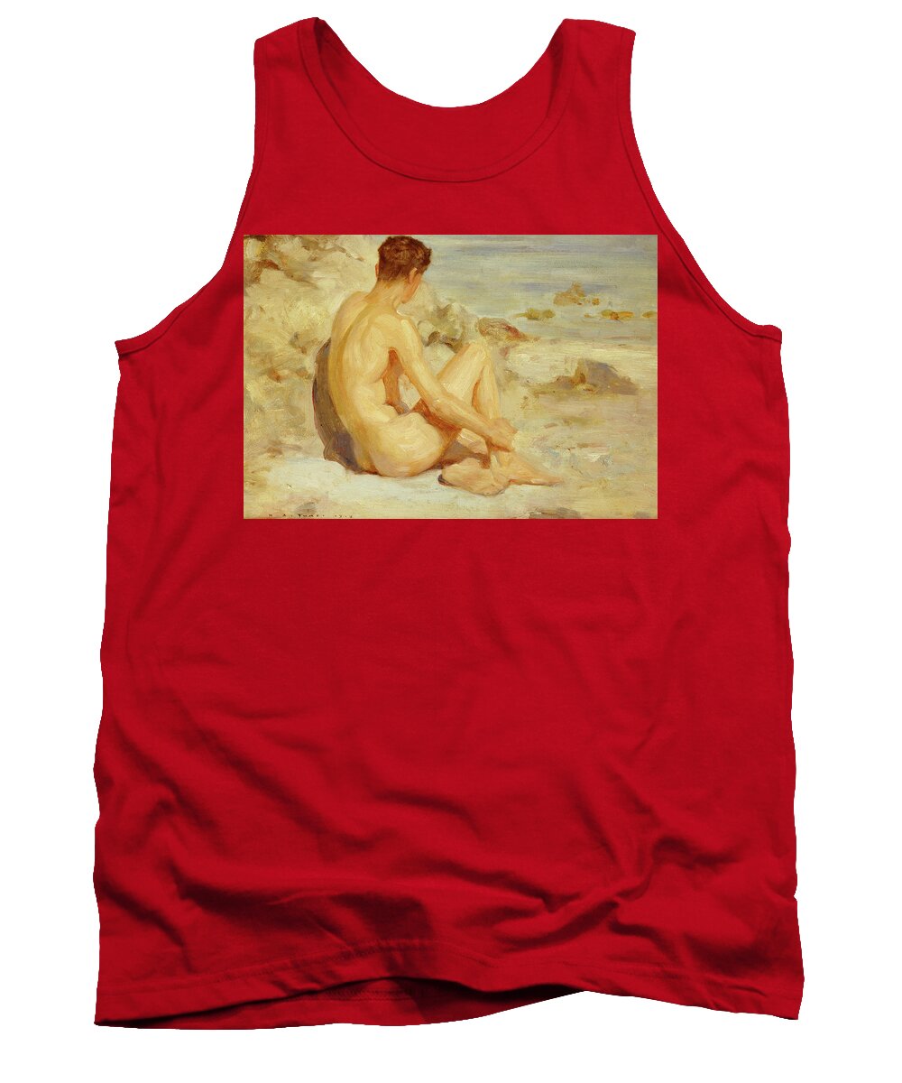Boy Tank Top featuring the painting Boy on a Beach #3 by Henry Scott Tuke