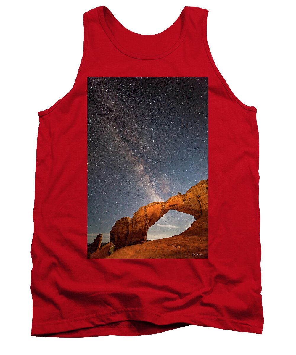 Arches National Park Tank Top featuring the photograph Broken Arch and Milky Way #1 by Dan Norris