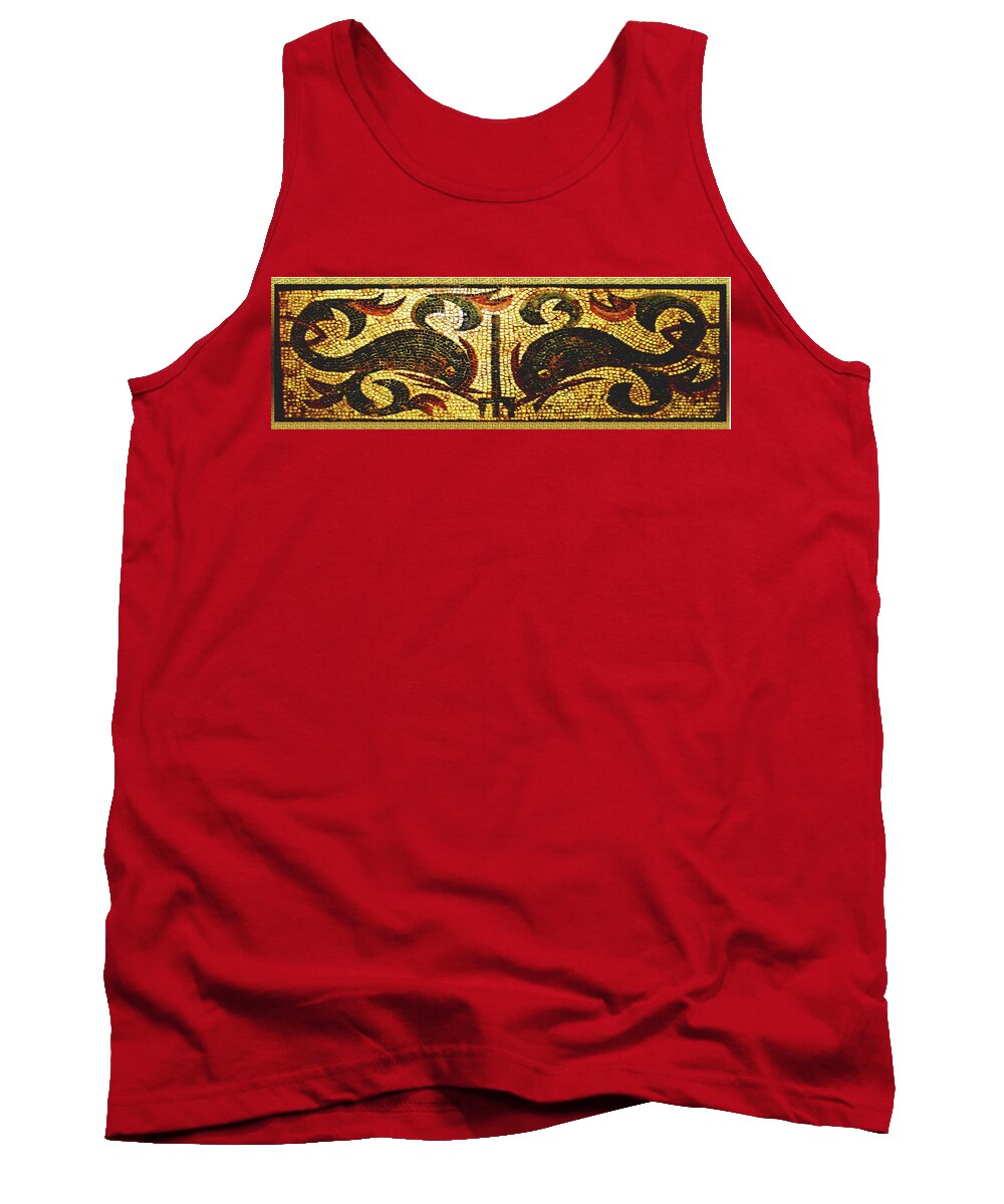Dolphins Tank Top featuring the digital art Dolphins of Pompeii #1 by Asok Mukhopadhyay