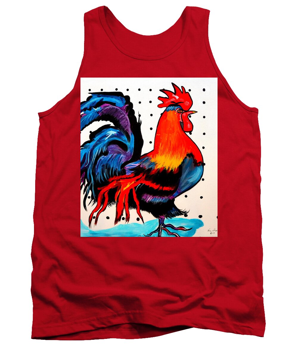 Doodle Do Rooster Tank Top featuring the painting Doodle Do Rooster by Nora Shepley
