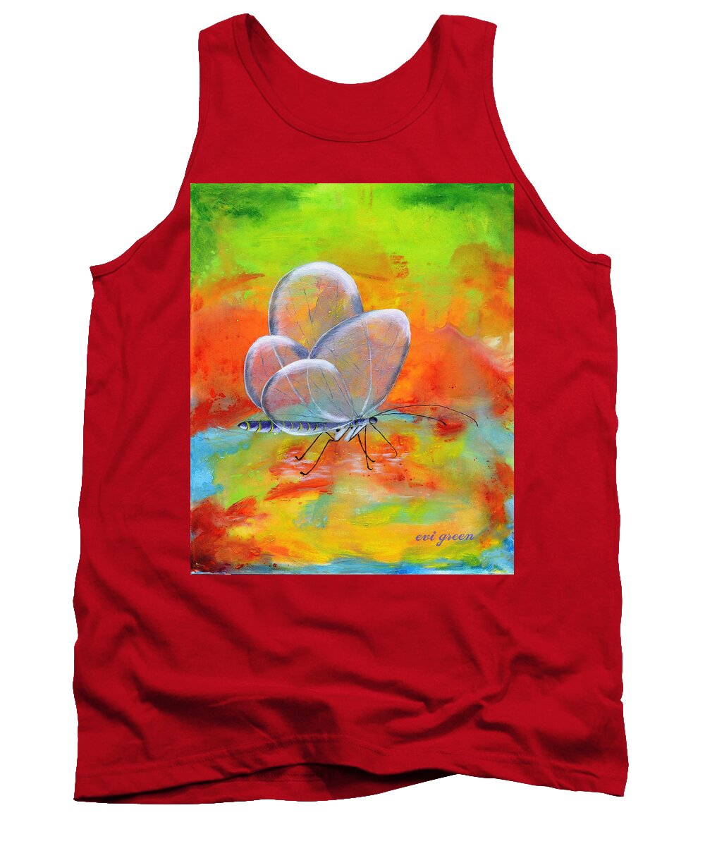 Dragon Fly Tank Top featuring the painting Dragonfly #2 by Evi Green