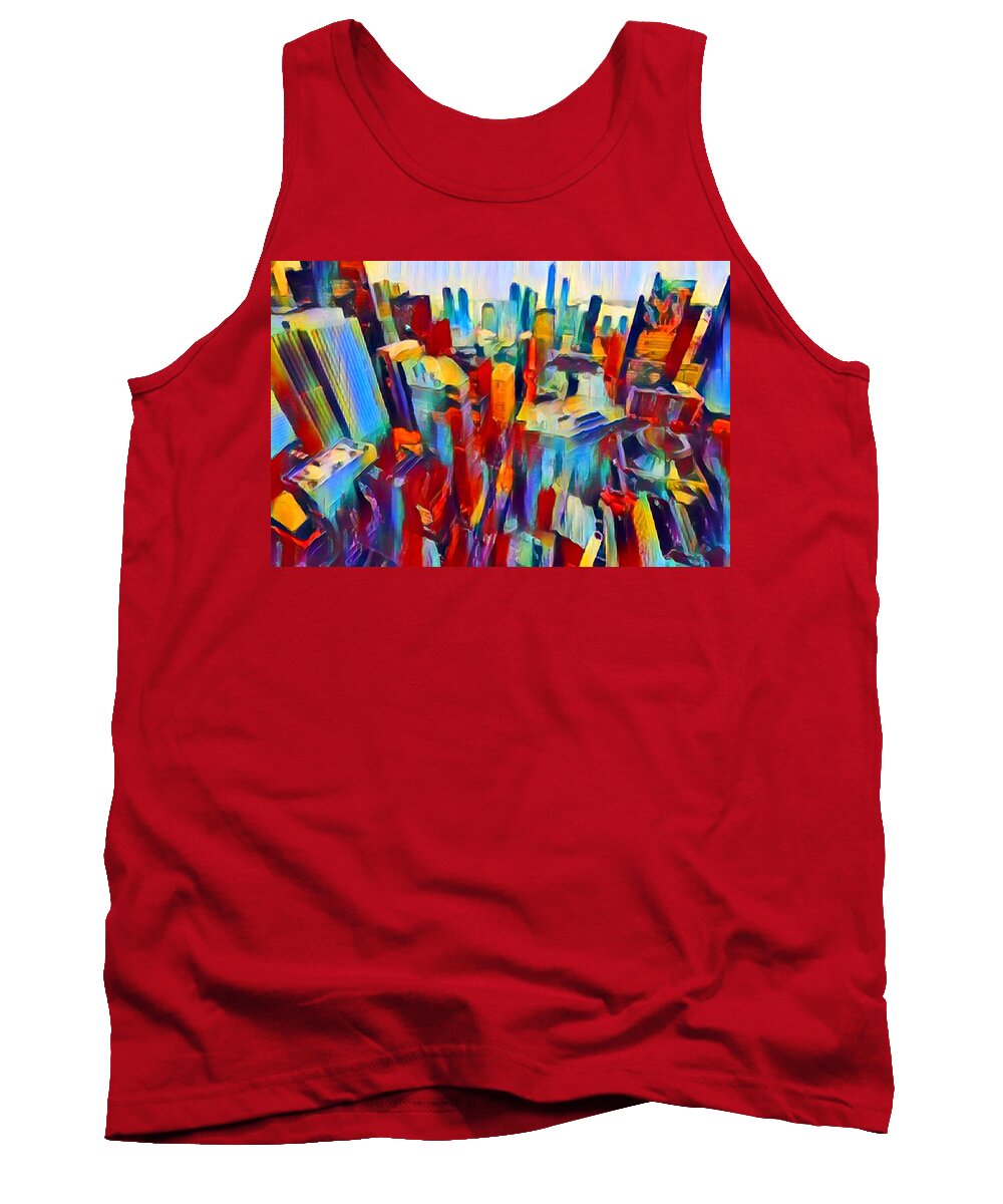 Nyc Tank Top featuring the painting NYC View #1 by Chris Butler