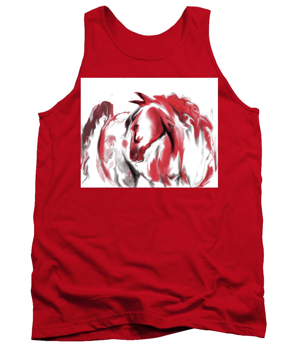  Tank Top featuring the mixed media Red Horse by Jim Fronapfel