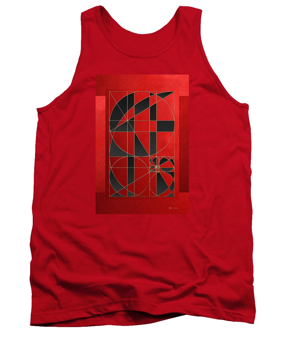 akashic Records By Serge Averbukh Tank Top featuring the photograph The Alchemy - Divine Proportions - Black on Red #1 by Serge Averbukh