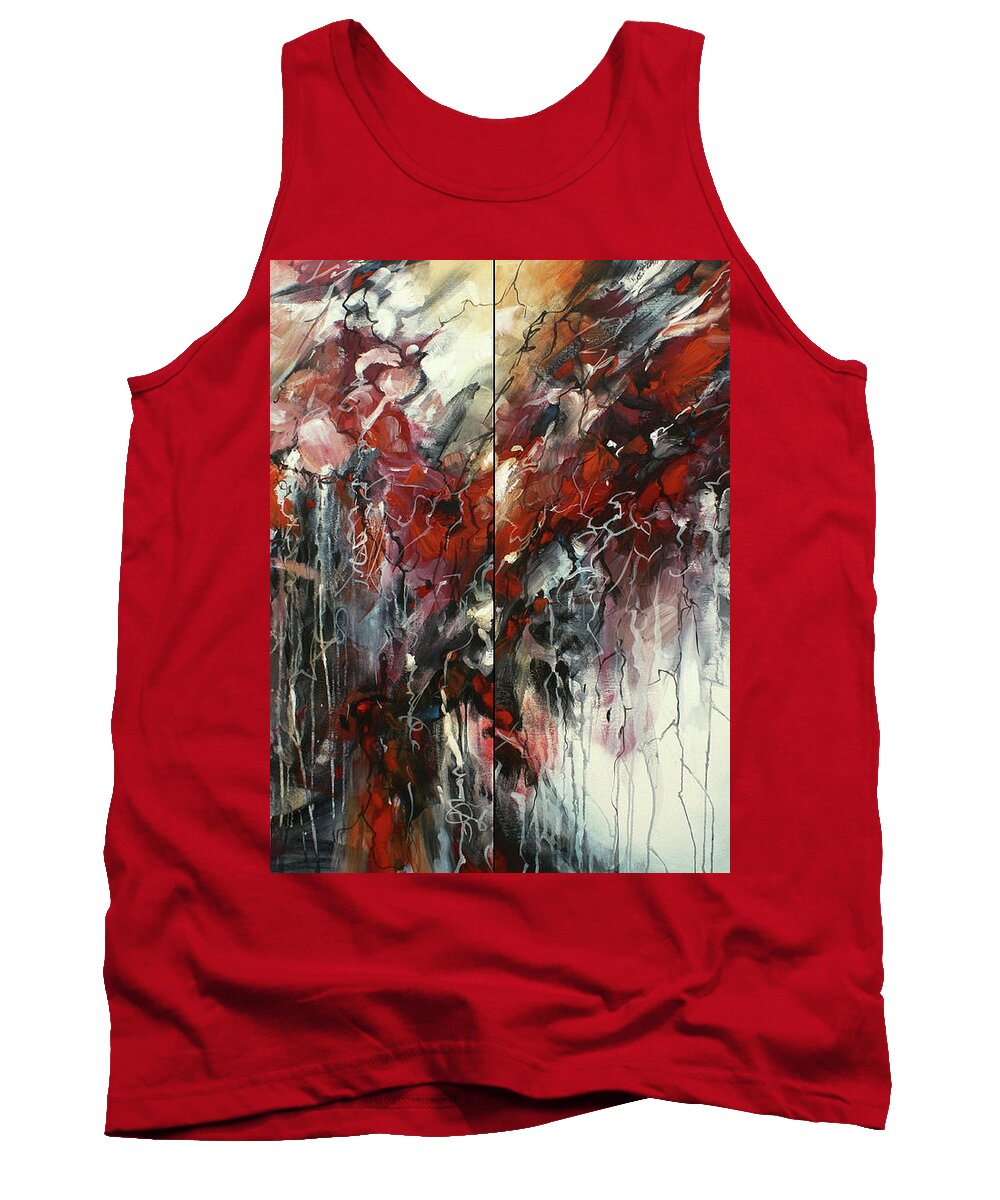 Abstract Tank Top featuring the painting The Heart of Chaos #1 by Michael Lang