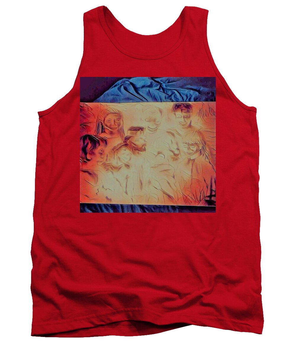 Jesus Tank Top featuring the drawing In Heaven with Jesus #6 by Love Art Wonders By God