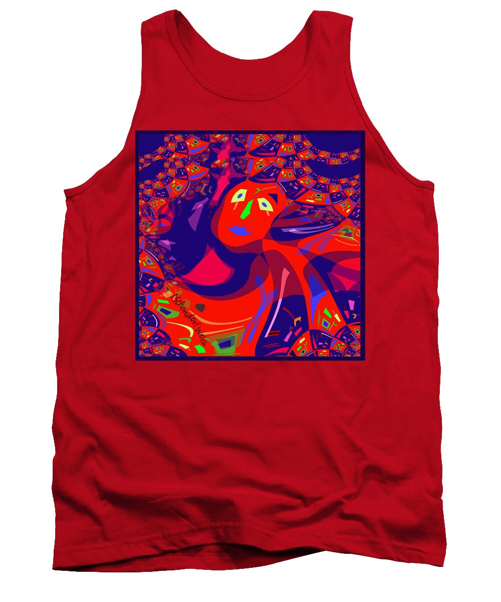 873 Tank Top featuring the painting 873 - Clown Lady Pop -2017 by Irmgard Schoendorf Welch