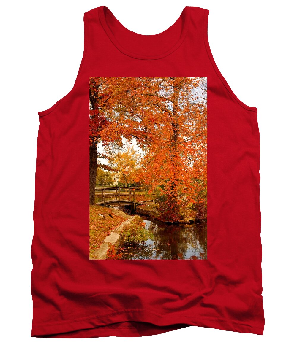 New Jersey Tank Top featuring the photograph A Morning In Autumn - Lake Carasaljo by Angie Tirado