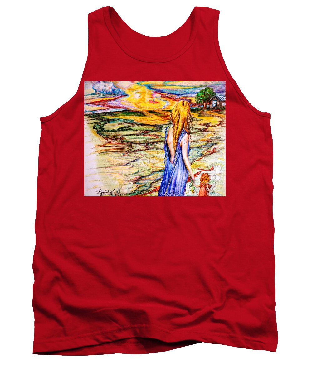 Portrait Tank Top featuring the drawing A Violent Disturbance by Georgia Doyle