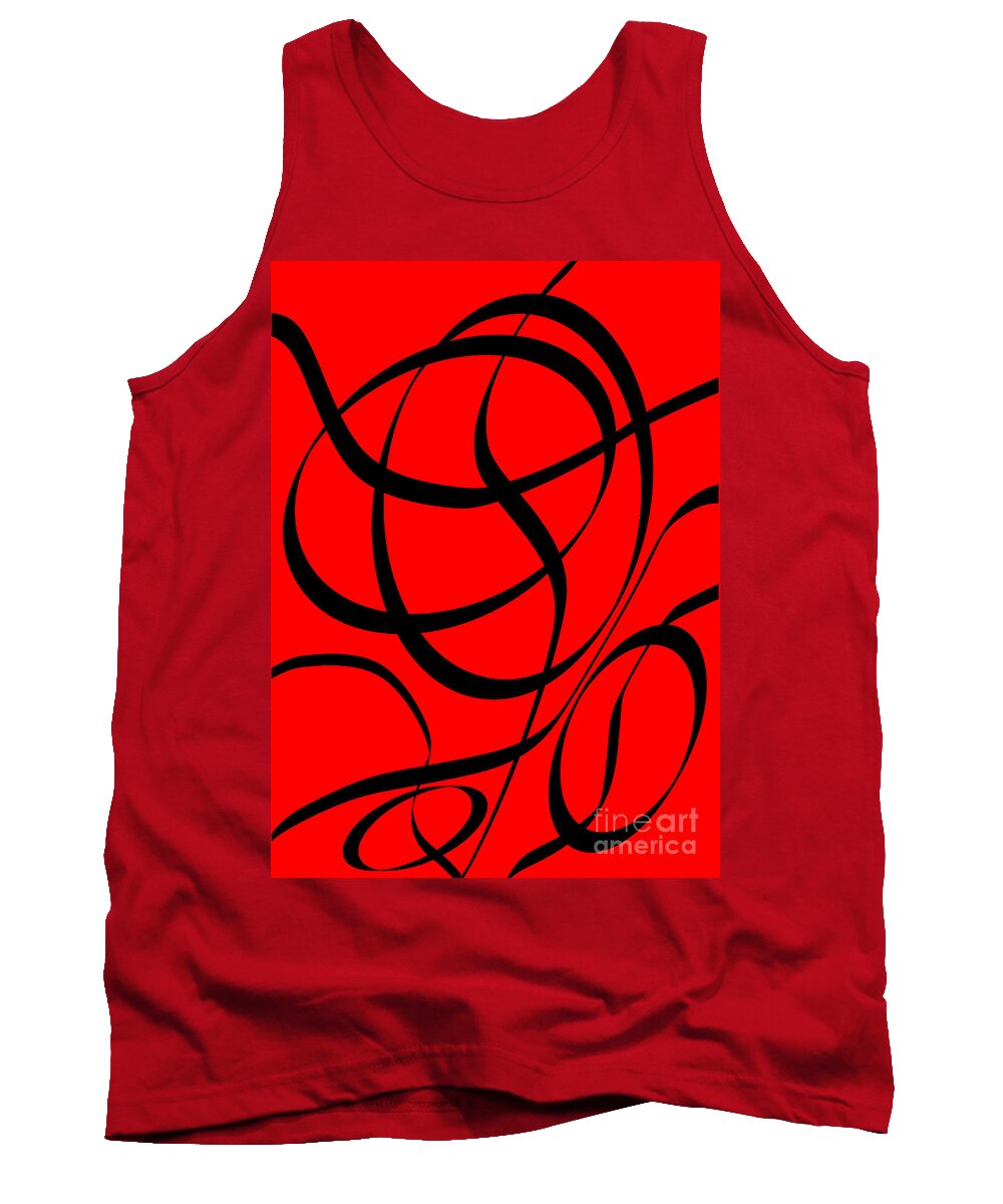 Abstract Tank Top featuring the digital art Abstract Design in Red and Black by David Gordon