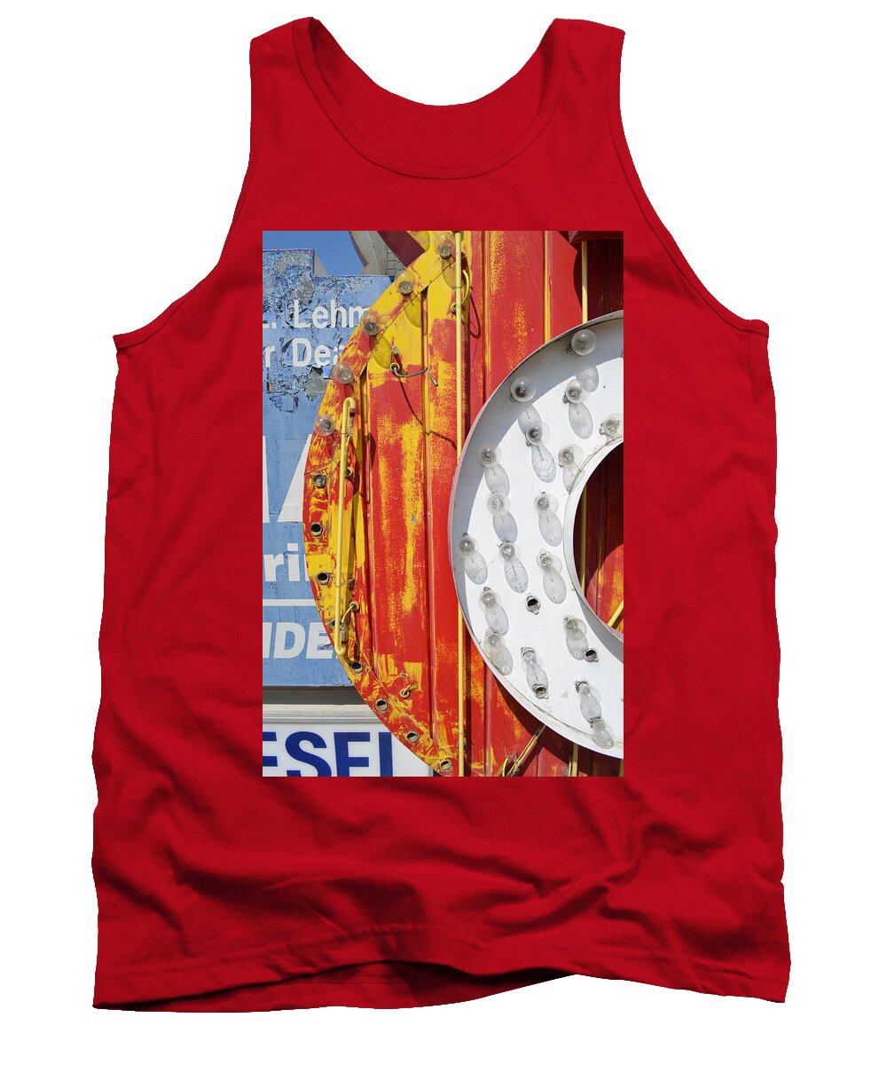 Wall Tank Top featuring the photograph Abstract Neon with Letters by Erik Burg