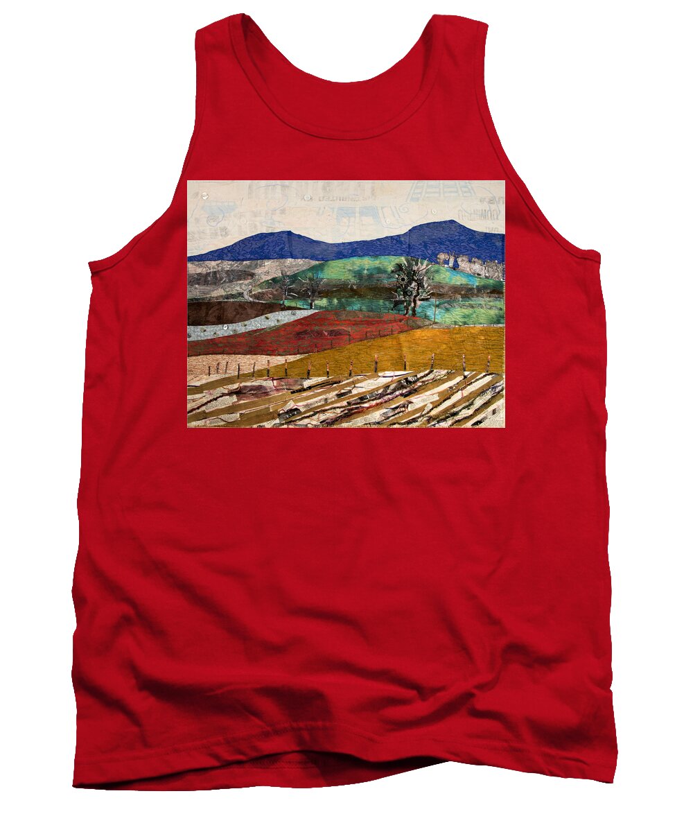 Art Quilt Tank Top featuring the mixed media Across the Meadow by Martha Ressler