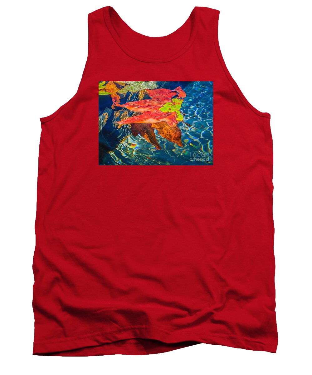 Leaves Tank Top featuring the photograph Adrift by Margaux Dreamaginations