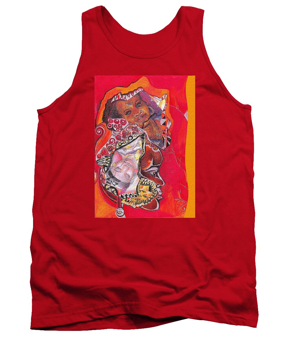 Fantasy Tank Top featuring the drawing African crown by Bernadett Bagyinka