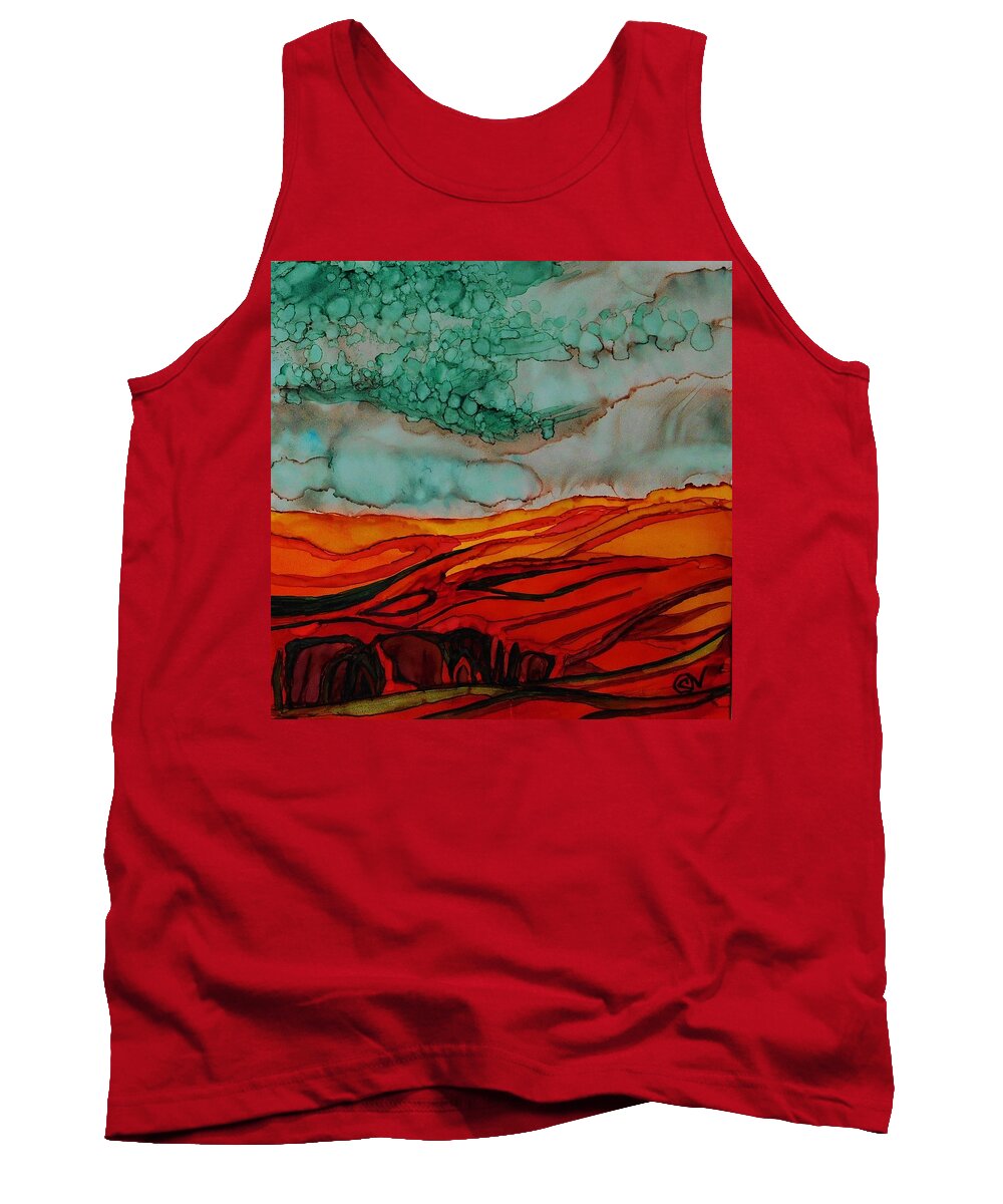Alcohol Ink Tank Top featuring the painting Cliffs - A 217 by Catherine Van Der Woerd