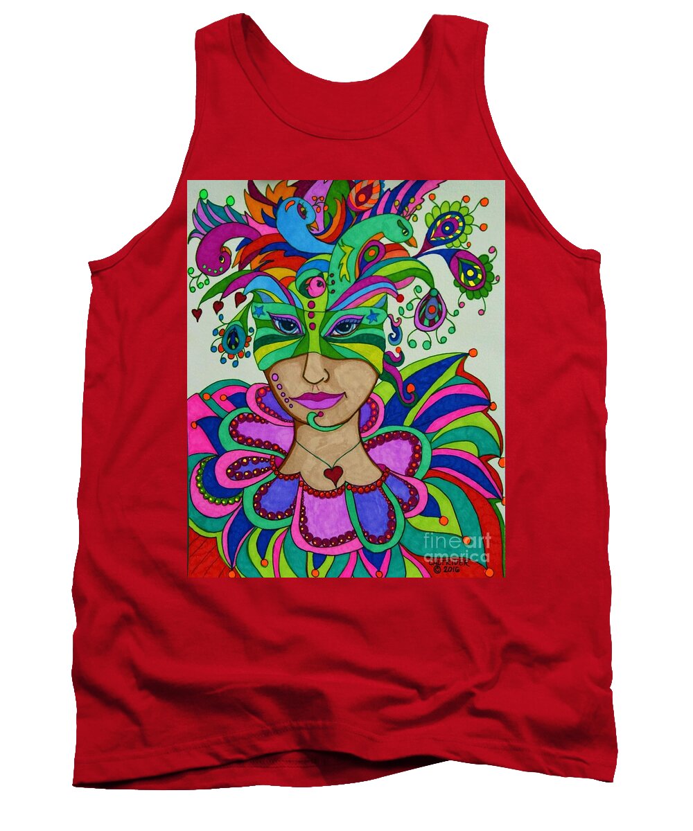 Ladies Tank Top featuring the drawing Angelique by Alison Caltrider
