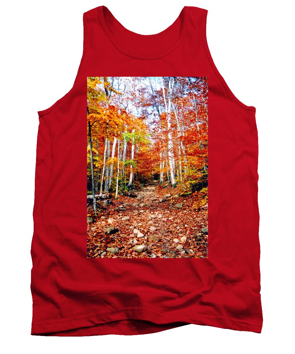 Orange Tank Top featuring the photograph Arethusa Falls Trail by Greg Fortier