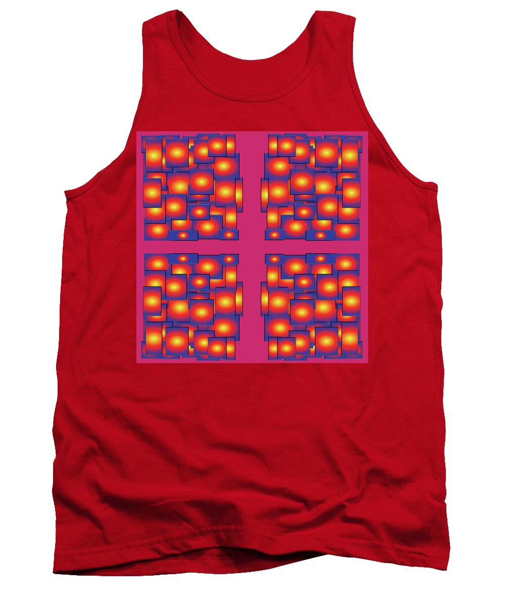 Urban Tank Top featuring the digital art 061 Glowing Squares by Cheryl Turner