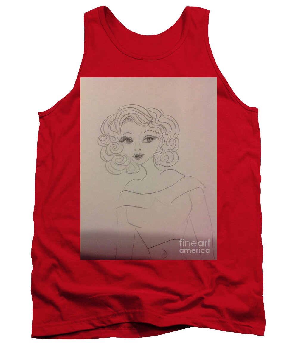 Ashley Barbour Tank Top featuring the drawing Ashley Barbour by Philip And Robbie Bracco