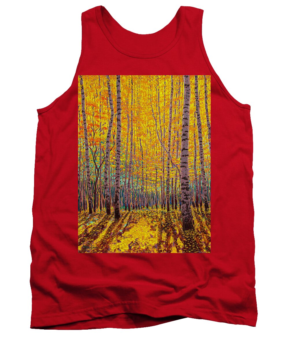 Landscape Tank Top featuring the painting Aspen Glow by Michael Gross