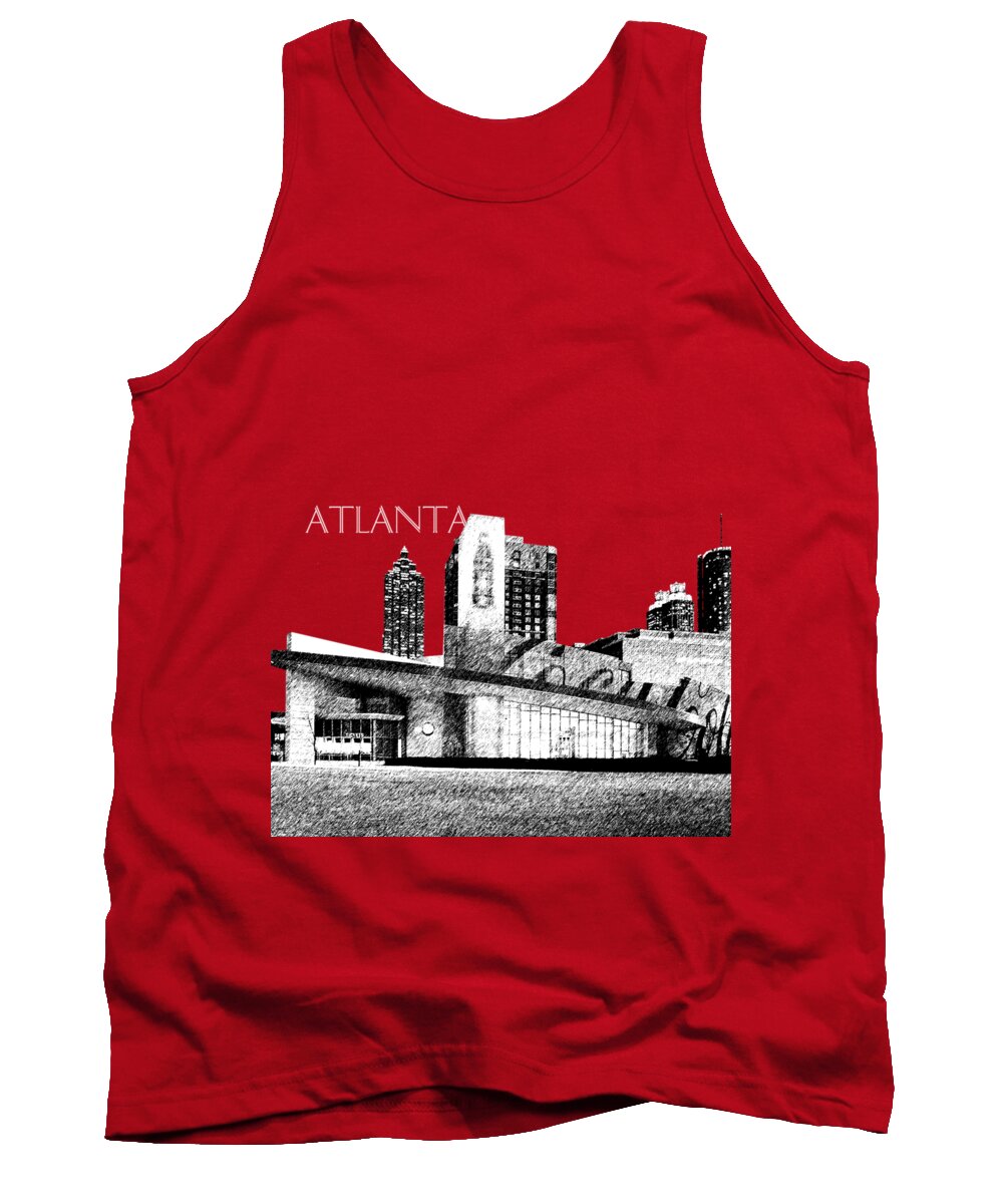 Architecture Tank Top featuring the digital art Atlanta World of Coke Museum - Dark Red by DB Artist