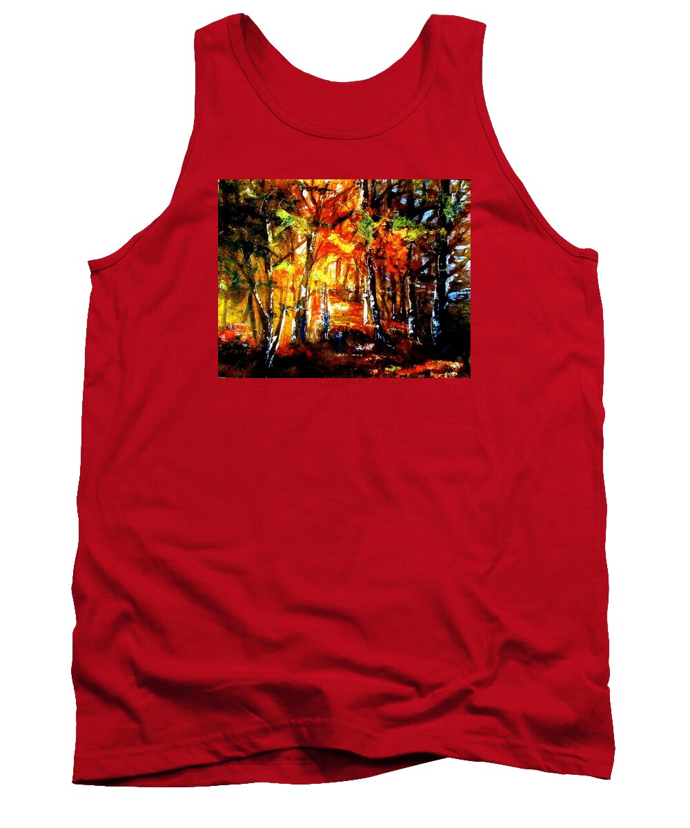 Fall Tank Top featuring the painting Autum Wood by Barbara O'Toole