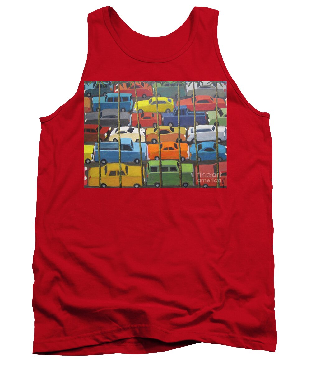 Cars Tank Top featuring the painting Back and Forth by Glenn Quist