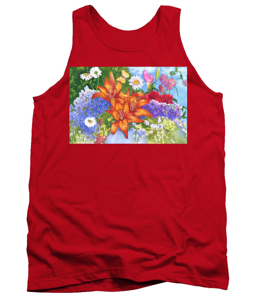 Flowers Tank Top featuring the painting Backyard Bouquet by June Hunt