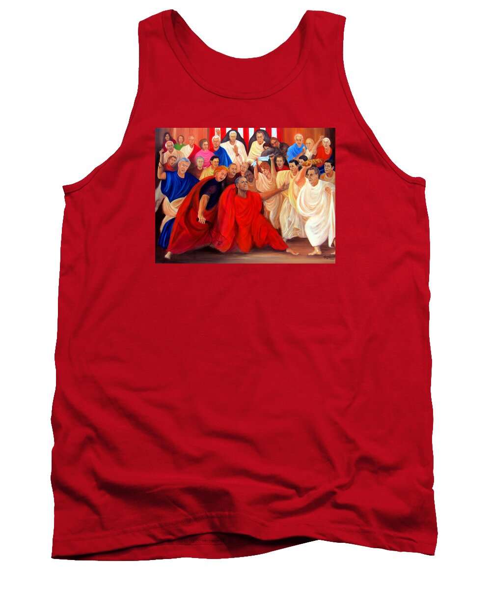 President Obama Tank Top featuring the painting Barack Obama and Friends by Leonardo Ruggieri