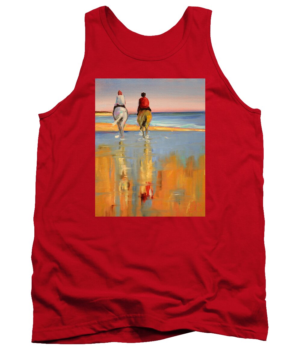 Beach Tank Top featuring the painting Beach Riders by Trina Teele