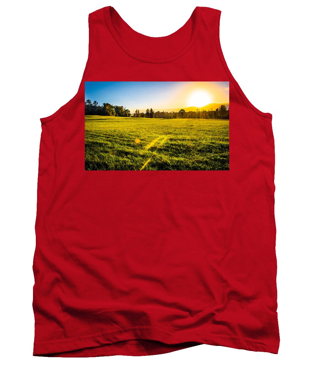 Farm Tank Top featuring the photograph Beautiful Sunset Hues on the Farm by Parker Cunningham