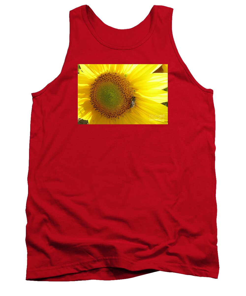 Artistic Tank Top featuring the photograph Bee on Sunflower by Jean Bernard Roussilhe