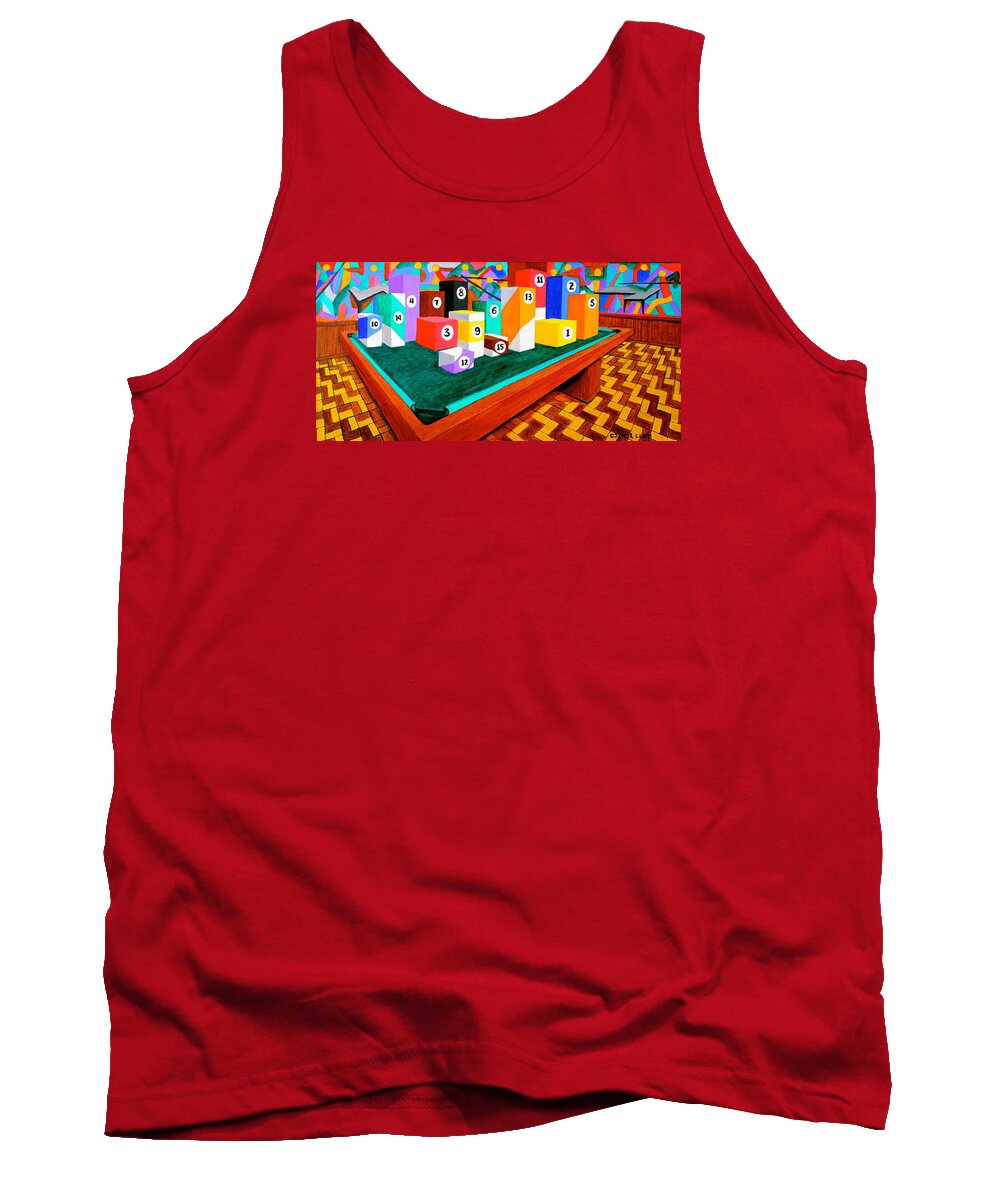 Billiard Tank Top featuring the painting Billiard Table by Cyril Maza