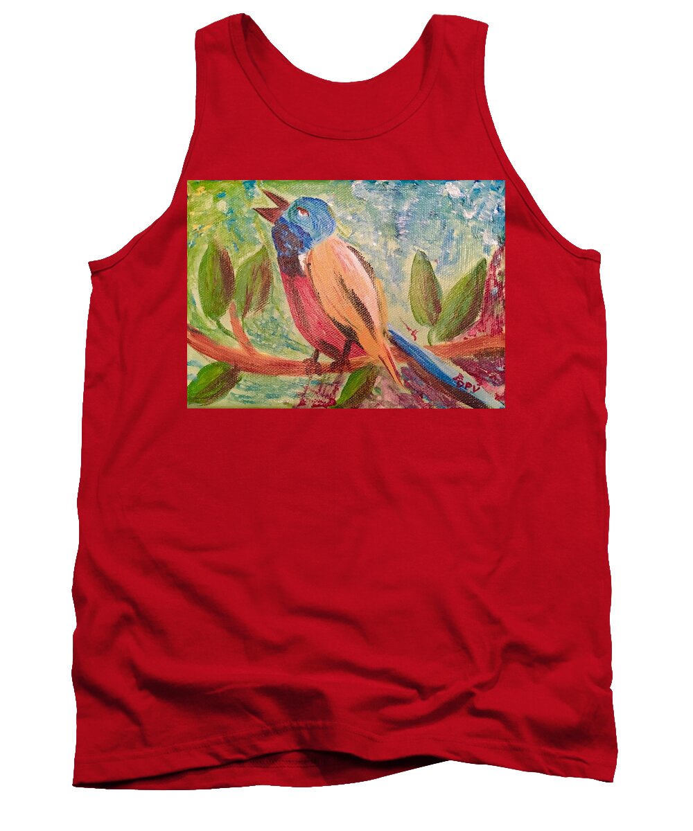 Acrylic Bird Canvas Print Tank Top featuring the painting Bird at rest by Dottie Visker