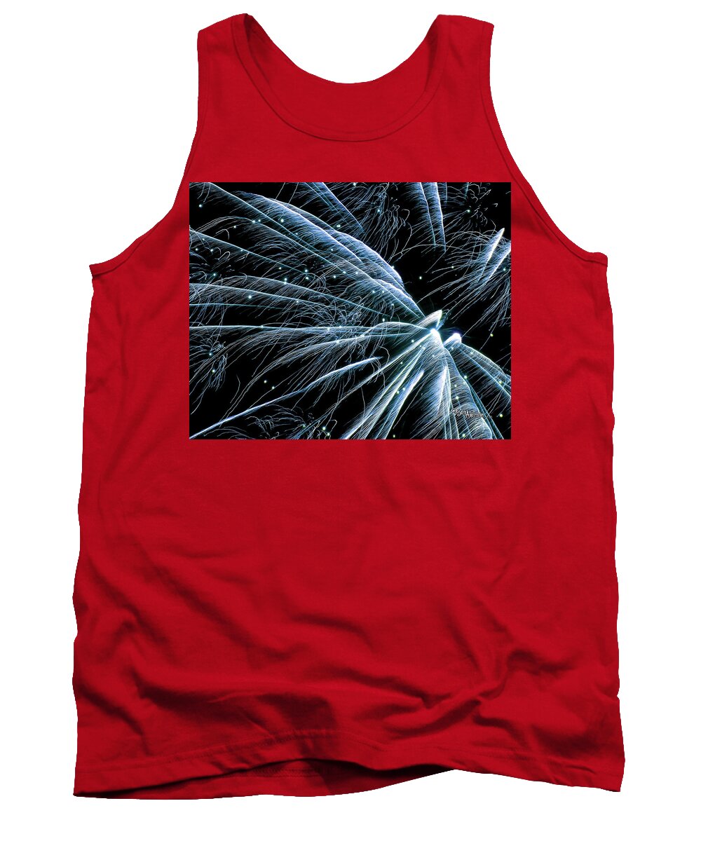 Fireworks Tank Top featuring the photograph Blue Fairy Fireworks #0710_3 by Barbara Tristan