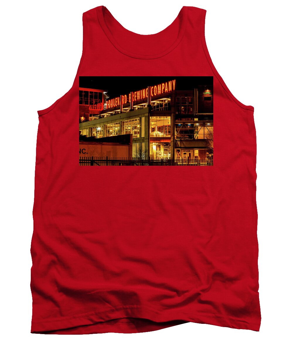 Steven Bateson Tank Top featuring the photograph Boulevard Beer Sign by Steven Bateson