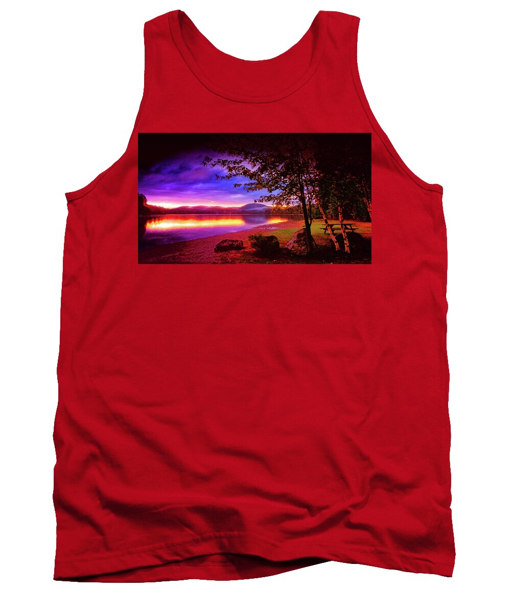 Bretton Pond Rest Area In Livermore Maine Tank Top featuring the photograph Bretton Pond Rest Area in Livermore Maine by Mike Breau