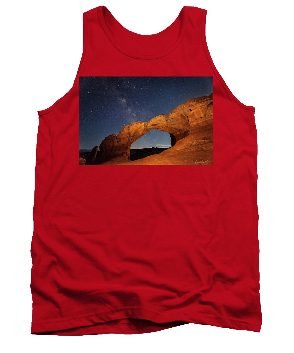 Arches National Park Tank Top featuring the photograph Broken Arch and Milky Way by Dan Norris