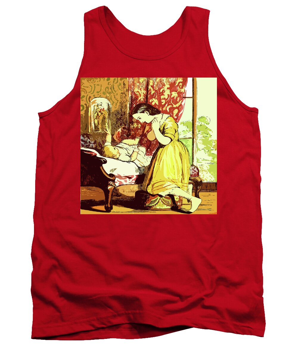 Brother And Sister Is An Old Book Image From The 1800's Which Has Been Edited And Enhanced. Tank Top featuring the digital art Brother and Sister by Digital Art Cafe