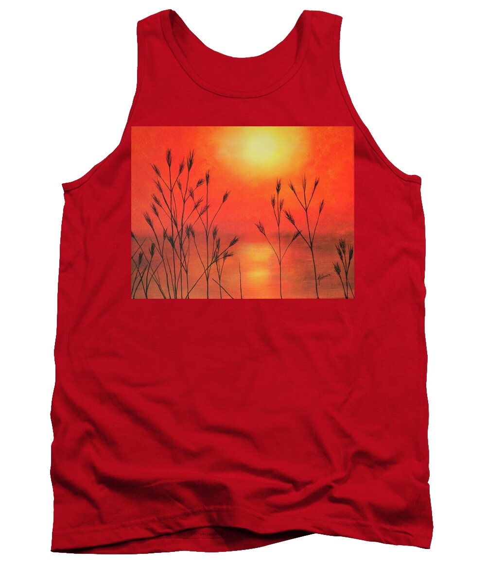 Nature Tank Top featuring the painting Calm Sunset by Jessie Adelmann