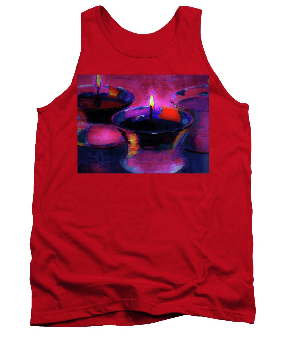 Candlelight Tank Top featuring the digital art Candlelight Celebration Night By Lisa Kaiser by Lisa Kaiser