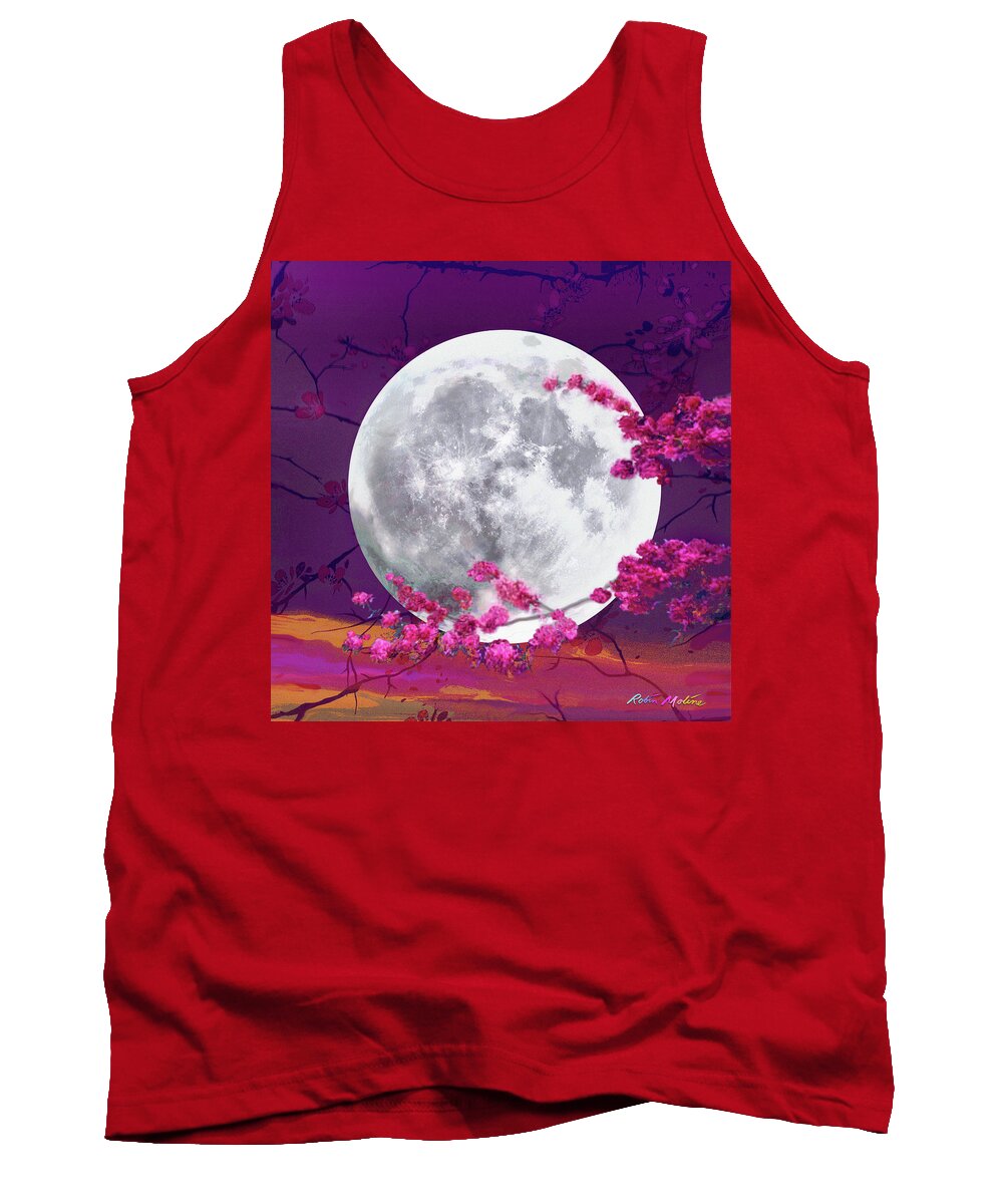 Cherry Moon Tank Top featuring the digital art Cherry Moon by Robin Moline