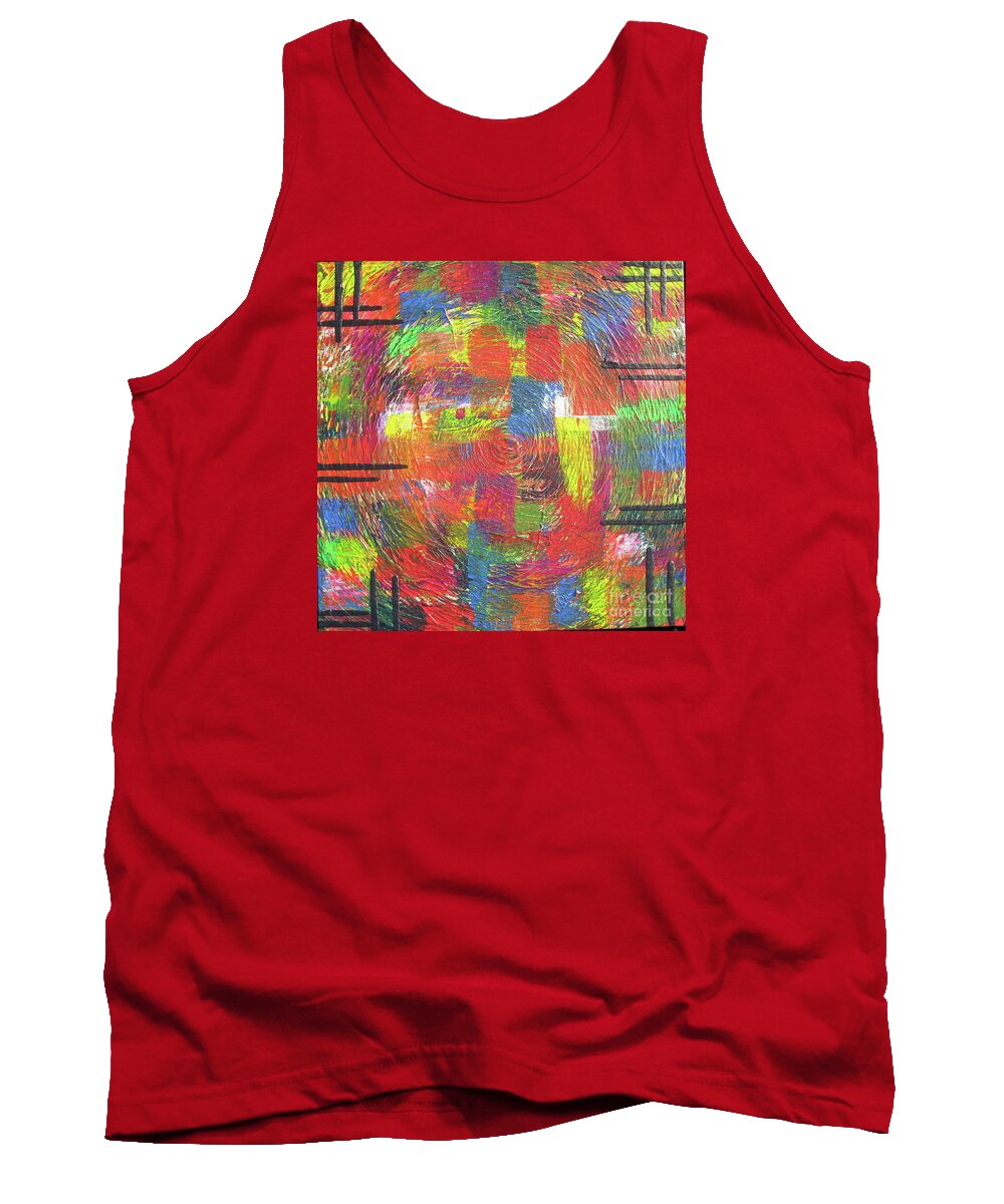 Metallic Tank Top featuring the painting Circles by Jacqueline Athmann