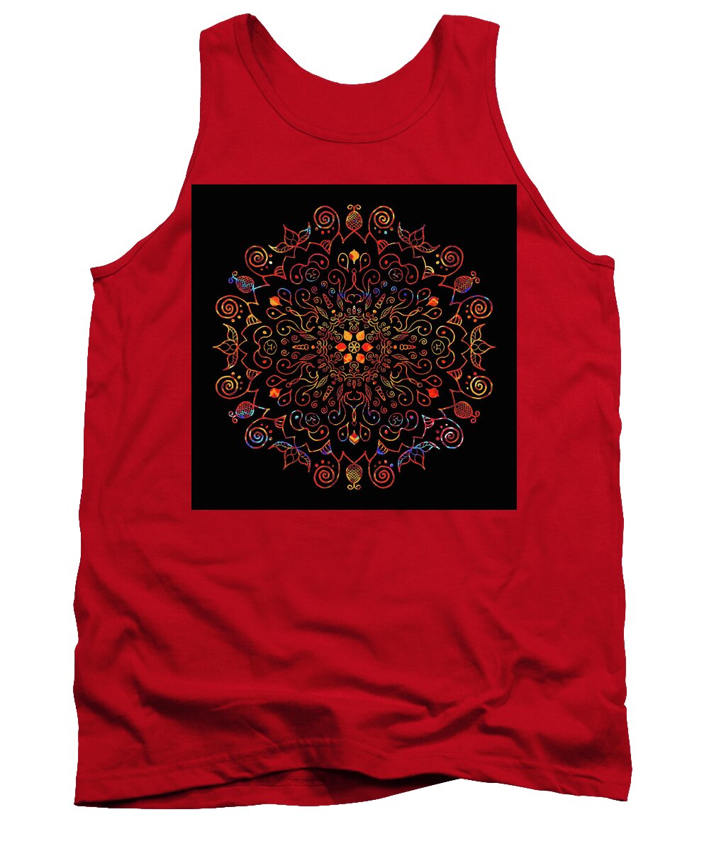 Colorful Mandala Tank Top featuring the digital art Colorful Mandala with Black by Patricia Lintner