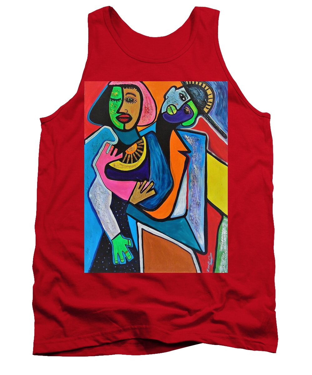 Black Contemporary Art Tank Top featuring the painting Contemporary by Emery Franklin