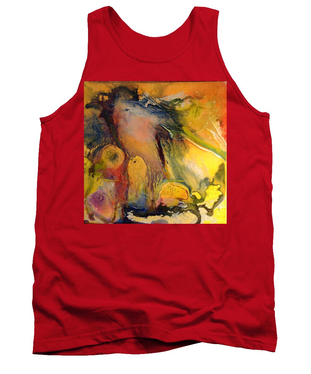 Abstract Tank Top featuring the mixed media Cosmic Space by Buff Holtman